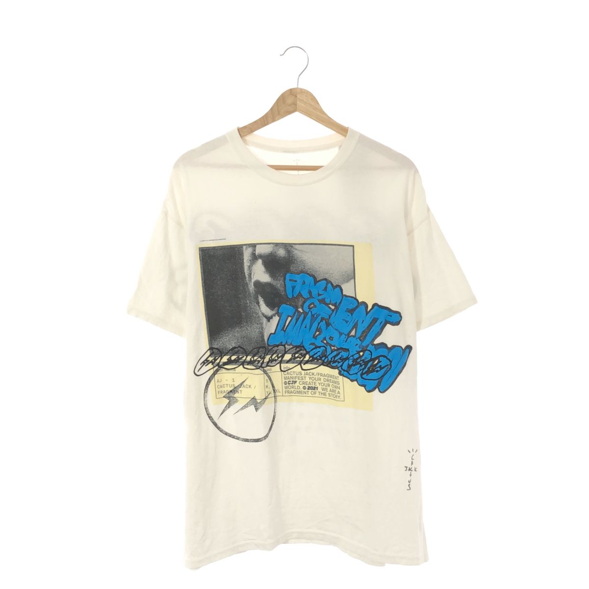 Cactus Jack TRAVIS SCOTT Cactus Jack  FRAGMENT MANIFEST TEE Tシャツ 半袖 発砲プリント ホワイト メンズ L