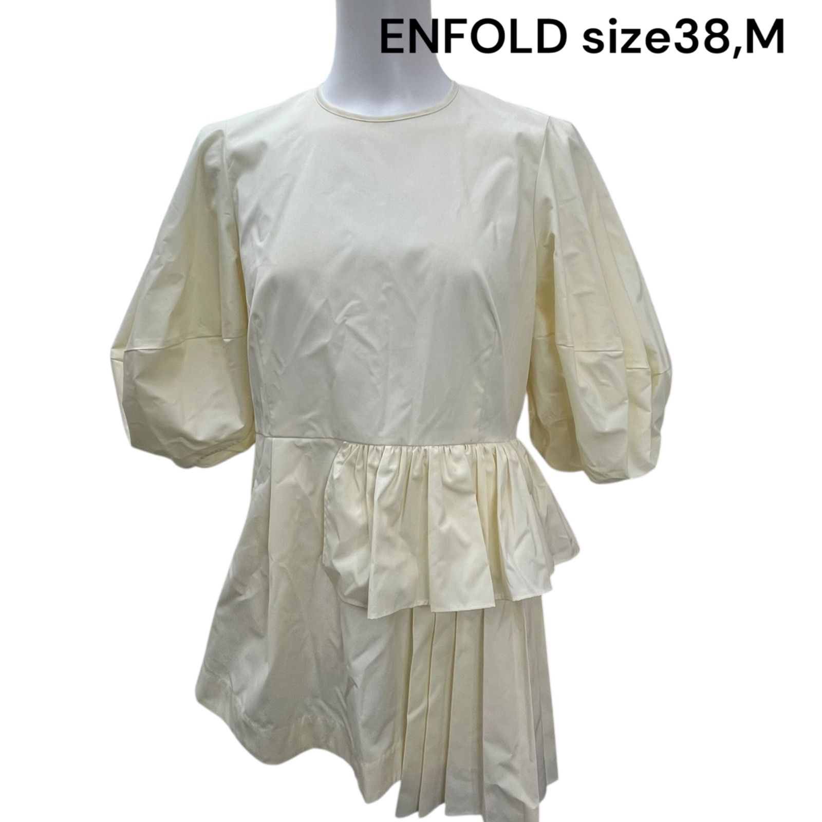 ENFÖLD エンフォルド　アシンメトリーブラウス　ネイビー　プリーツシャツ ALIEN FRILL SQUARE SHIRT（シャツ/ブラウス）｜ENFOLD（エンフォルド
