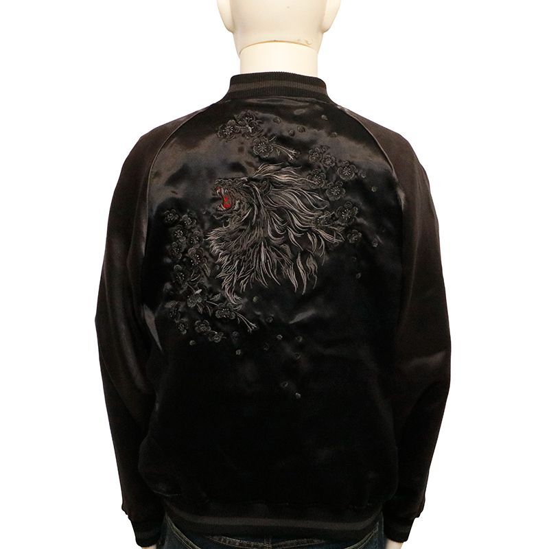 雅結　龍　豪華刺繍デザイン　リバーシブル　シルクスカジャン　Lサイズ. 雅結 龍 豪華刺繍デザイン リバーシブル シルクスカジャン L
