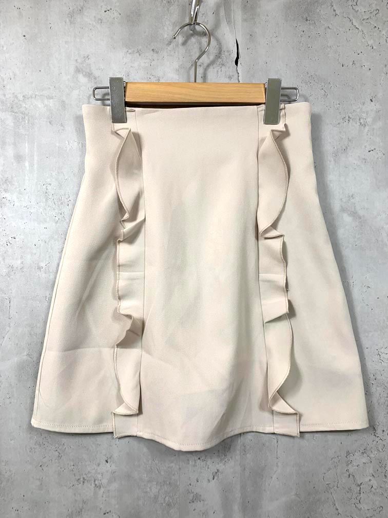 ROSE MUSE ロゼミューズ 定価9900円 フロントフリル スカート sizeS|ベージュ ◎レディース