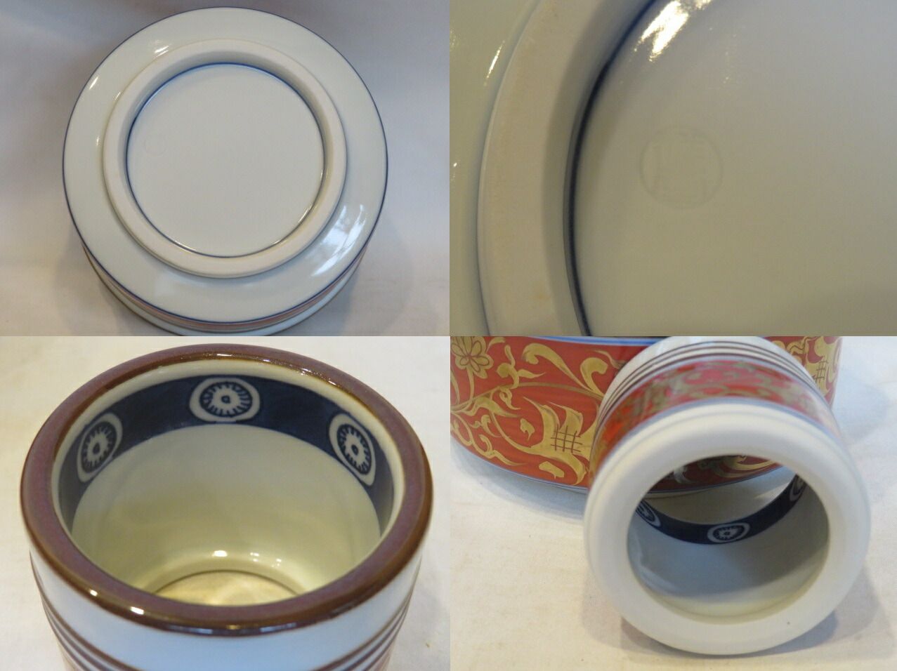 染付金襴手 唐草文台子皆具