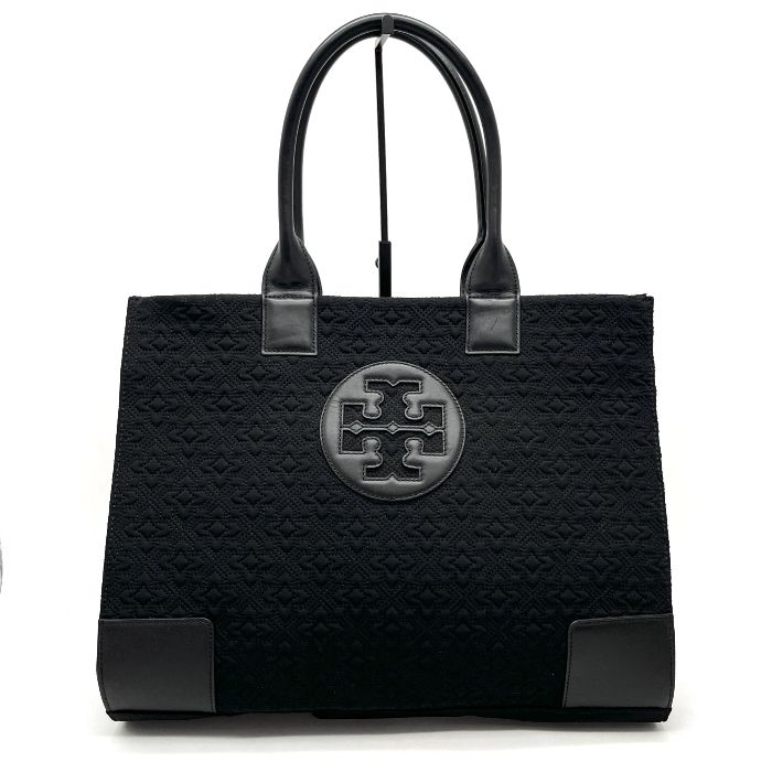 TORYBURCH トリーバーチ ロゴ キャンバス レザー ハンド バッグ eH0892A
