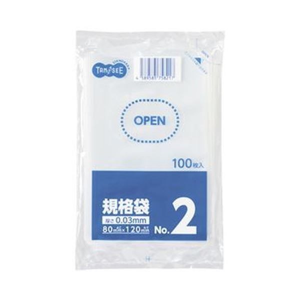 （まとめ）TANOSEE 規格袋 2号0.03×80×120mm 1セット（4000枚：100枚×40パック）