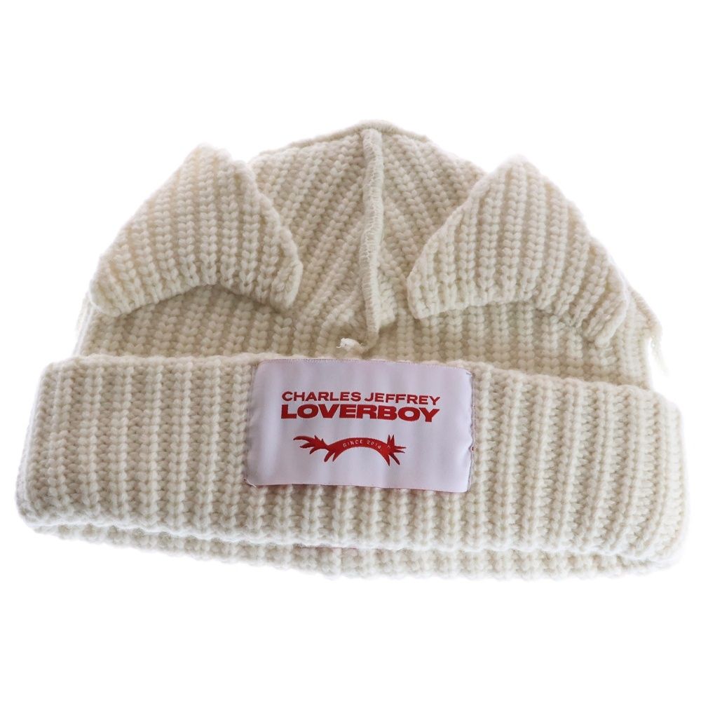 CHARLES JEFFREY LOVERBOY チャールズジェフリーラバーボーイ LABEL BEANIE ラベルビーニー ニット帽 ホワイト