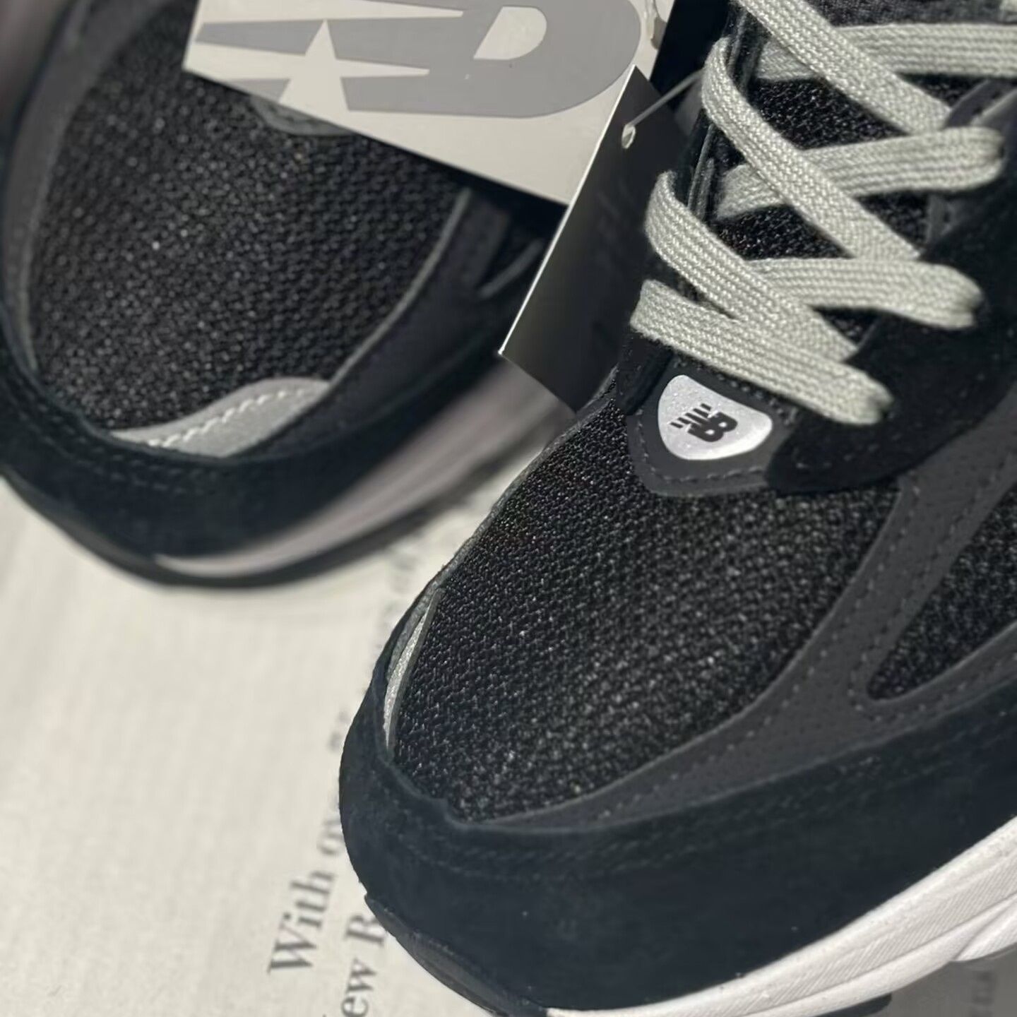 24cm USA製 ニューバランス W990BK6 黒 V6 レザー スニーカー