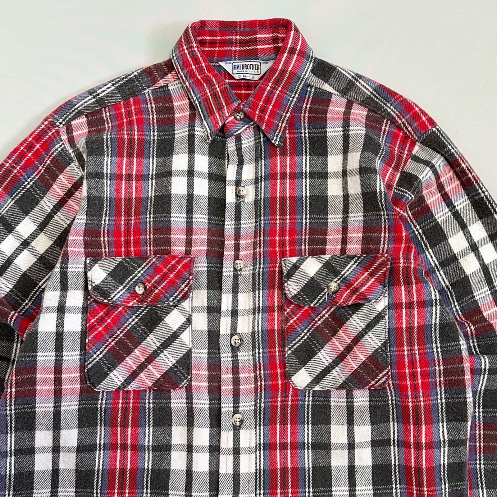 70s USA製 ファイブブラザー ネルシャツ Five Brother Plaid