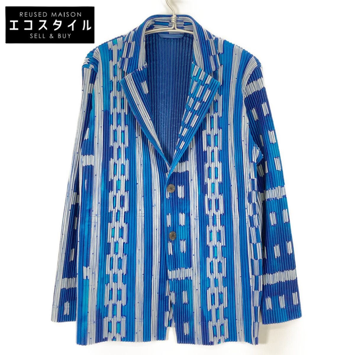 HOMME PLISSE ISSEY MIYAKE オムプリッセ イッセイミヤケ ﾌﾞﾙｰ 総柄 HP93JD219 ｼﾞｬｹｯﾄ 3