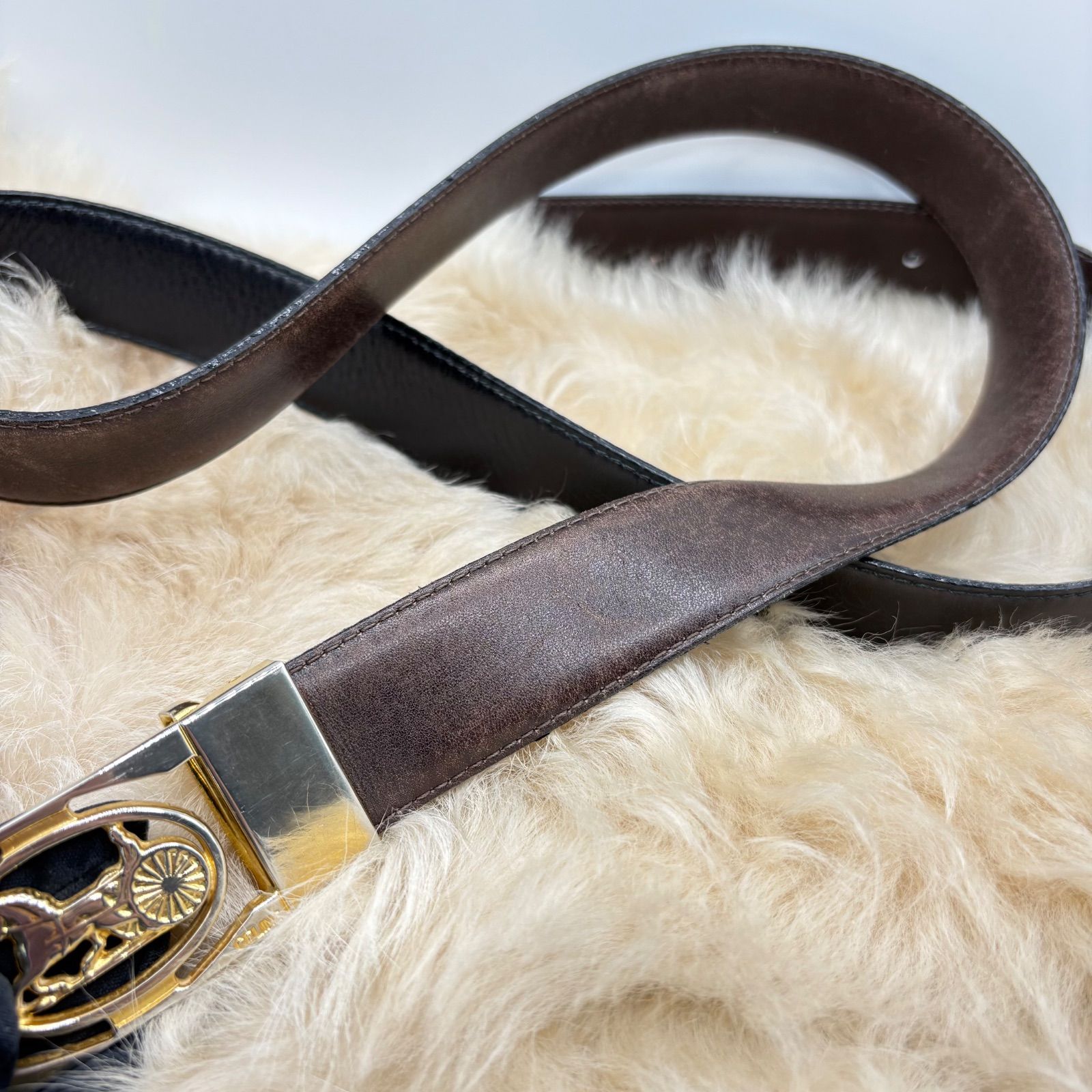 CELINE セリーヌ 馬車ロゴ デザイン ベルト ヴィンテージ