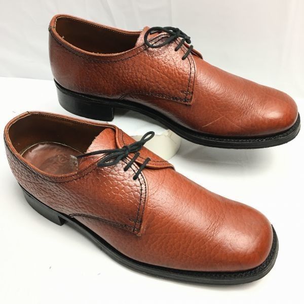 70s-80s頃?イングランド製 Vintage BRUNE プレーントゥ ビジネスシューズ 茶 サイズ25.0-25.5-26.0相当|men s 管NO.ZD-148<sale>