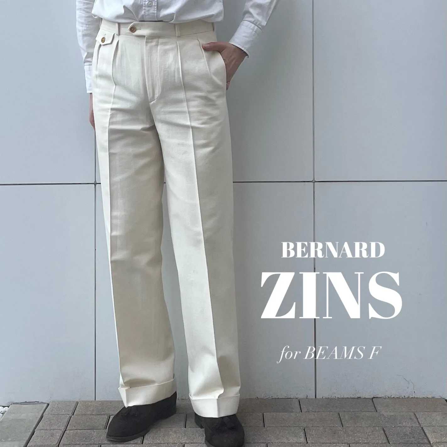 BERNARD ZINS×BEAMS F  2プリーツ ウール混スラックス