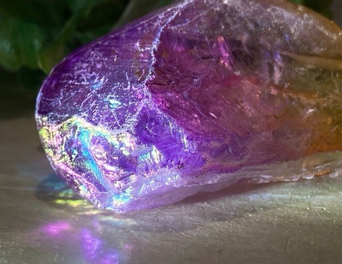 七色の夢✨ パープル オーラ水晶 クリスタル クラスター 原石