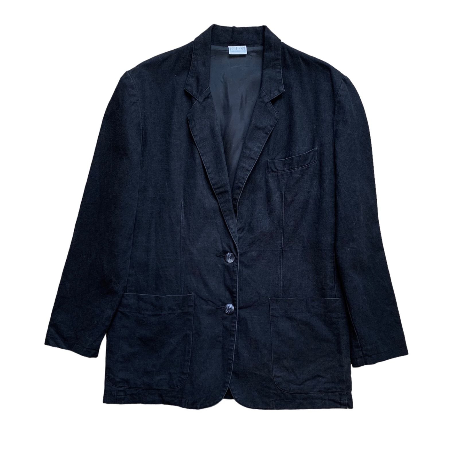 【極上品】90s リネン テーラード ジャケット BLACK 極上品】90s リネン テーラード ジャケット BLACK