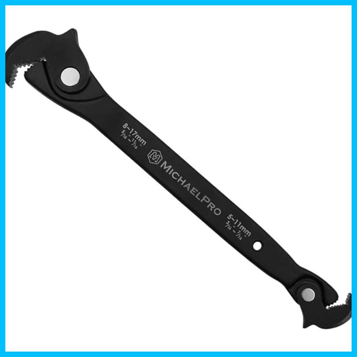 3 16インチ 11 16インチ 5 17mm オートサイズ調整レンチ 自動調整クイックレンチ マルチサイズスプリングレンチ デュアルアクション オートサイズラピッドレンチ MP001229 MichaelPro ブラック