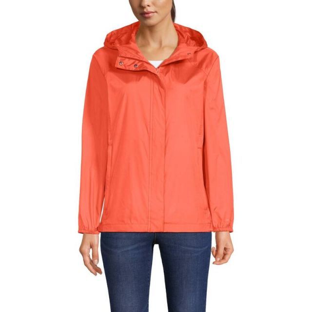 【送料無料】 ランズエンド レディース ジャケット・ブルゾン アウター Women's Lands' End Packable Water Resistant UPF 50 Windbreaker Jacket Papaya Orange