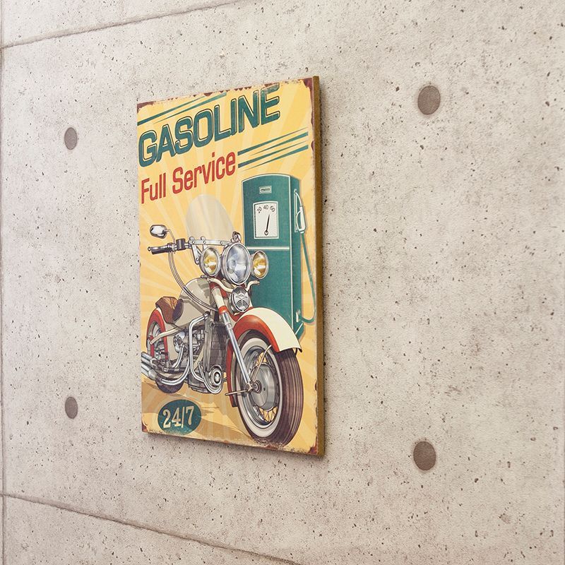 看板 木製プレート インテリア雑貨 アンティークウッドボード GASOLINE