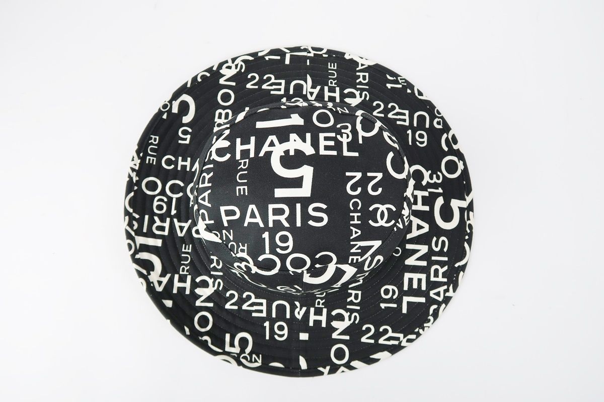 CHANEL シャネル バイシー ハット ブラック×ホワイト 帽子 58 美品】CHANEL シャネル バイシー ハット ブラック×ホワイト 帽子
