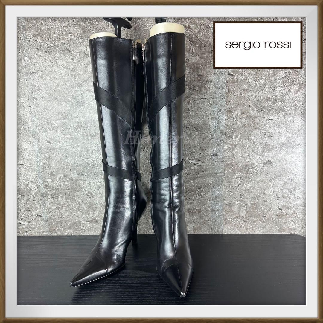 最終お値下げ❗️【新品未使用】セルジオロッシ ブーツ 22.5 〜23センチ セルジオ ロッシ」発、グラマラスヒール＆ソールが映えるショート