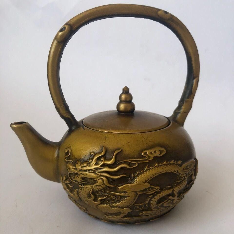 銅 細工 龍鳳提梁徳利 茶壺 茶道具 装飾品 工芸品 美術品 置物 銅製 龍鳳茶壺 徳利 茶道具 装飾品 工芸品 置物 - メルカリ
