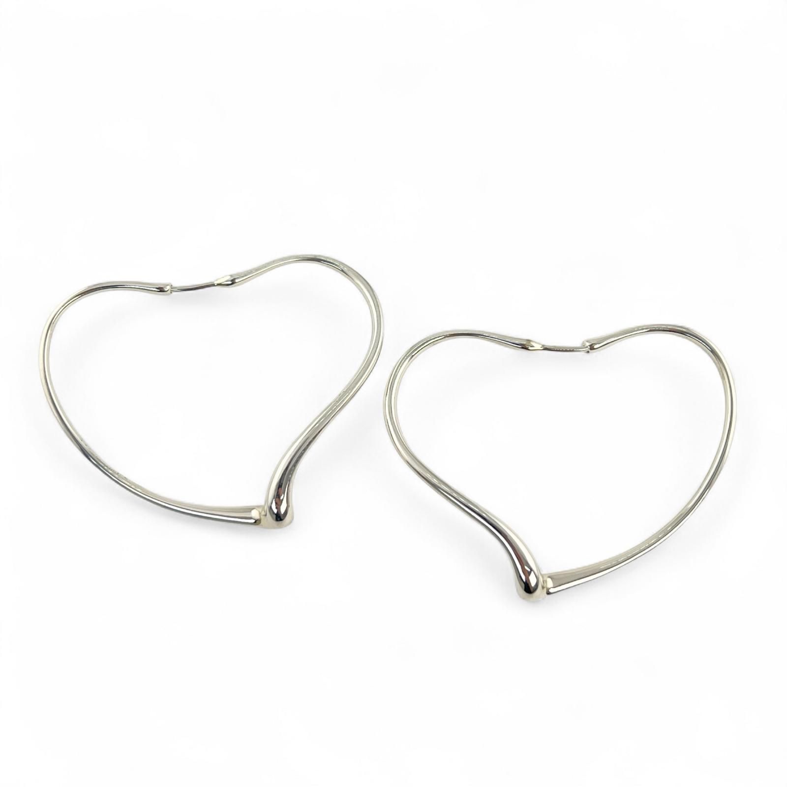 ▲TIFFANY-Co. ティファニー エルサペレッティ ミディアム オープンハート 両耳用 ピアス SV925 シルバー き 重量10g レディース