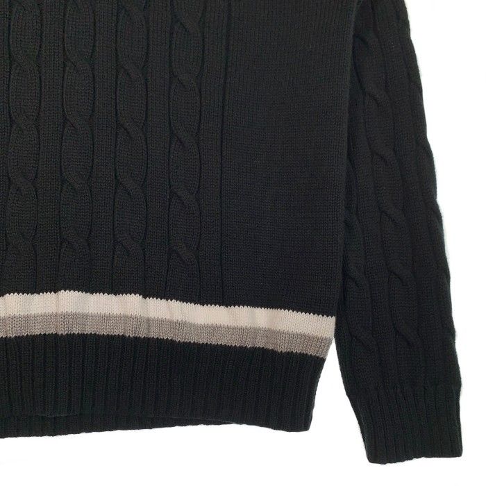 SUPREME シュプリーム 17SS LACOSTE ラコステ Tennis Sweater テニスセーター コットン Vネック ブラック Size  XL