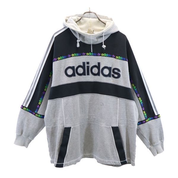 アディダス 90s デサント製 スウェットパーカー L-O グレー adidas