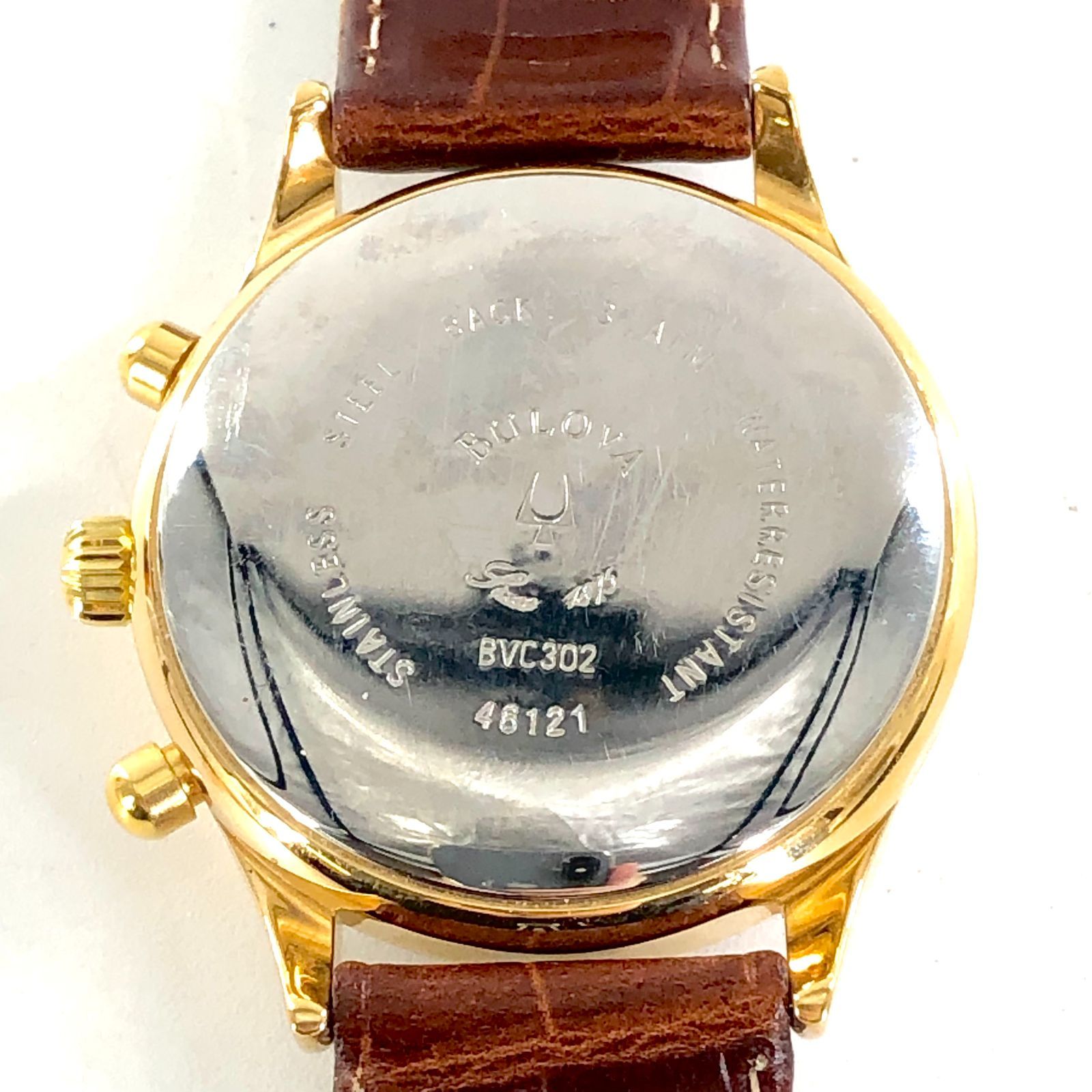 BULOVA ブローバ BVC302 メンズ腕時計 クロノグラフ GP/QZ ホワイト 