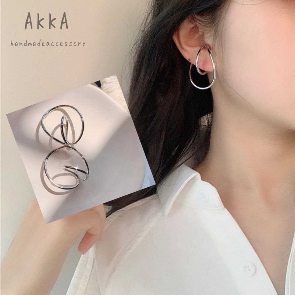 VINTAGE ヴィンテージ シルバー925 うーむ シンプルフープピアス