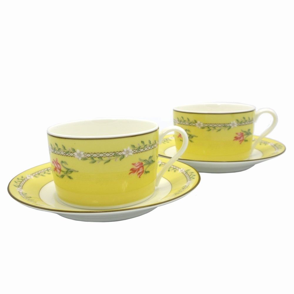 Sランク ティファニー 食器 TIFFANY-Co ピンク チューリップ カップ ＆ ソーサー 2個セット き
