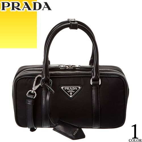 プラダ PRADA バッグ ハンドバッグ ショルダーバッグ レディース メンズ 2024年春夏新作 正規品 2way ナイロン レザー 小さめ 軽量 ブランド 斜めがけ 大人 上品 黒 ブラック TOP HANDLE BAG 1BB098 RDLN