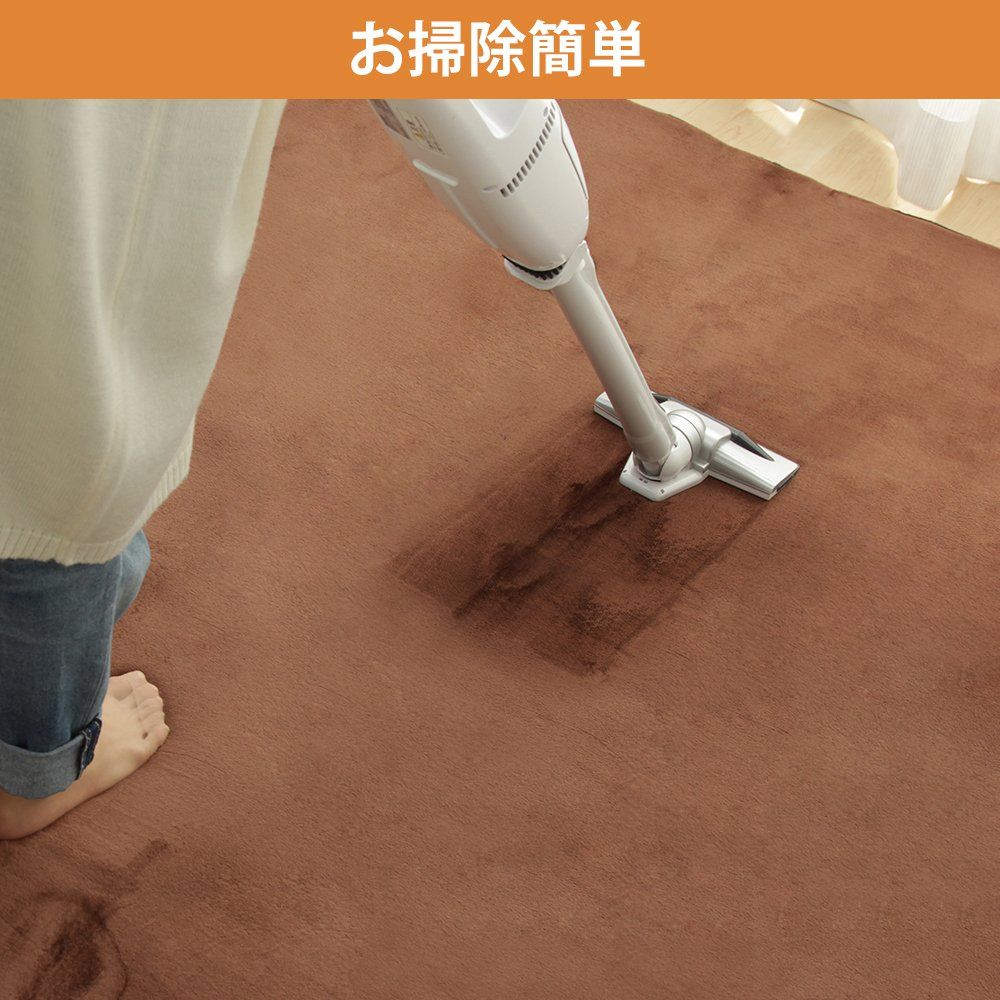 アイリスプラザ 洗える低反発ラグ 防ダニ 防音 フランネル 200×200cm 心地良いさらフワ触感 滑り止め付き ネイビー