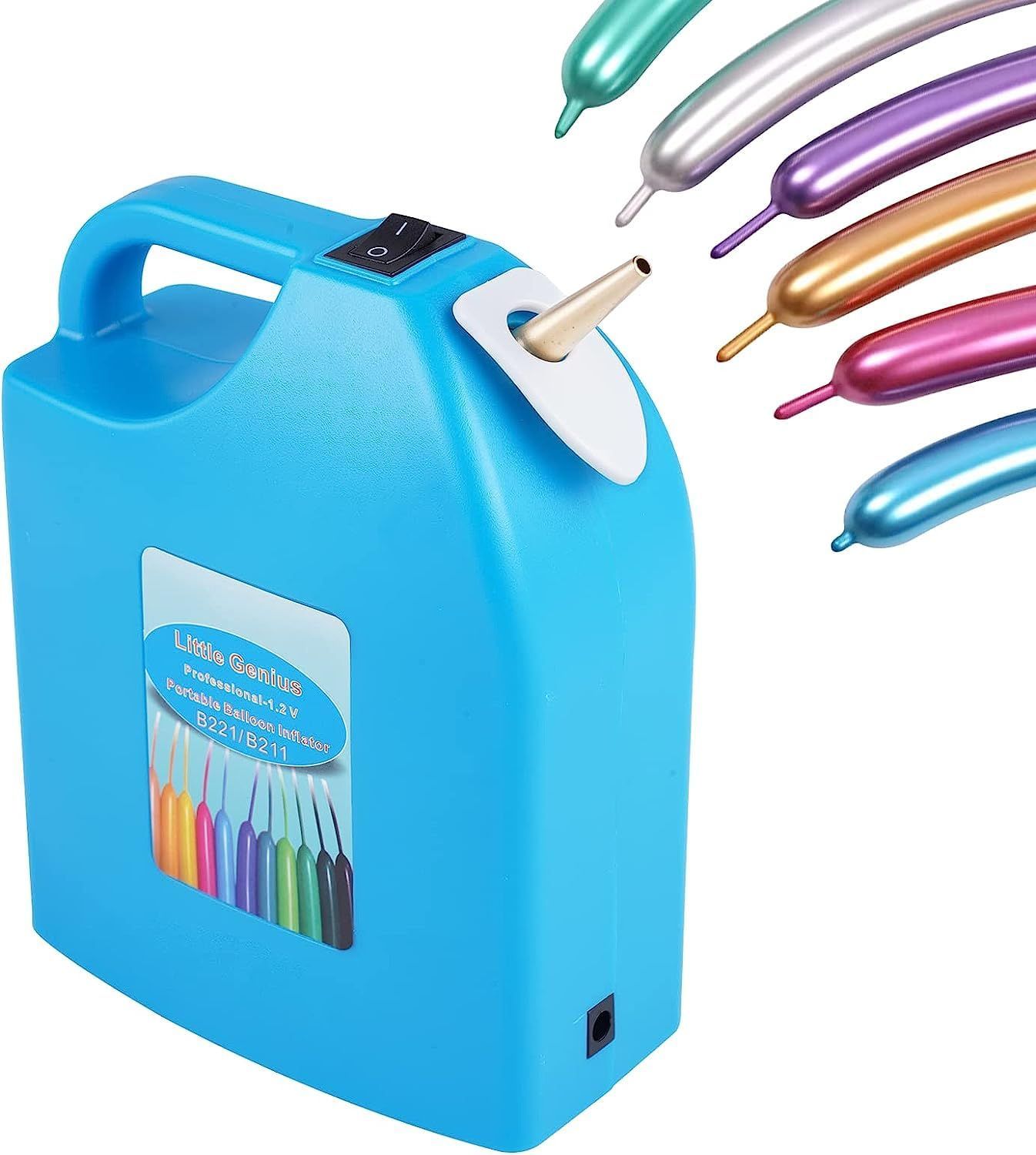 ブルー 電動風船入れ 空気入れ 260/360細長風船 風船ポンプ 充電式風船インフレータ 膨脹 誕生日パーティー装飾用 (ブルー)