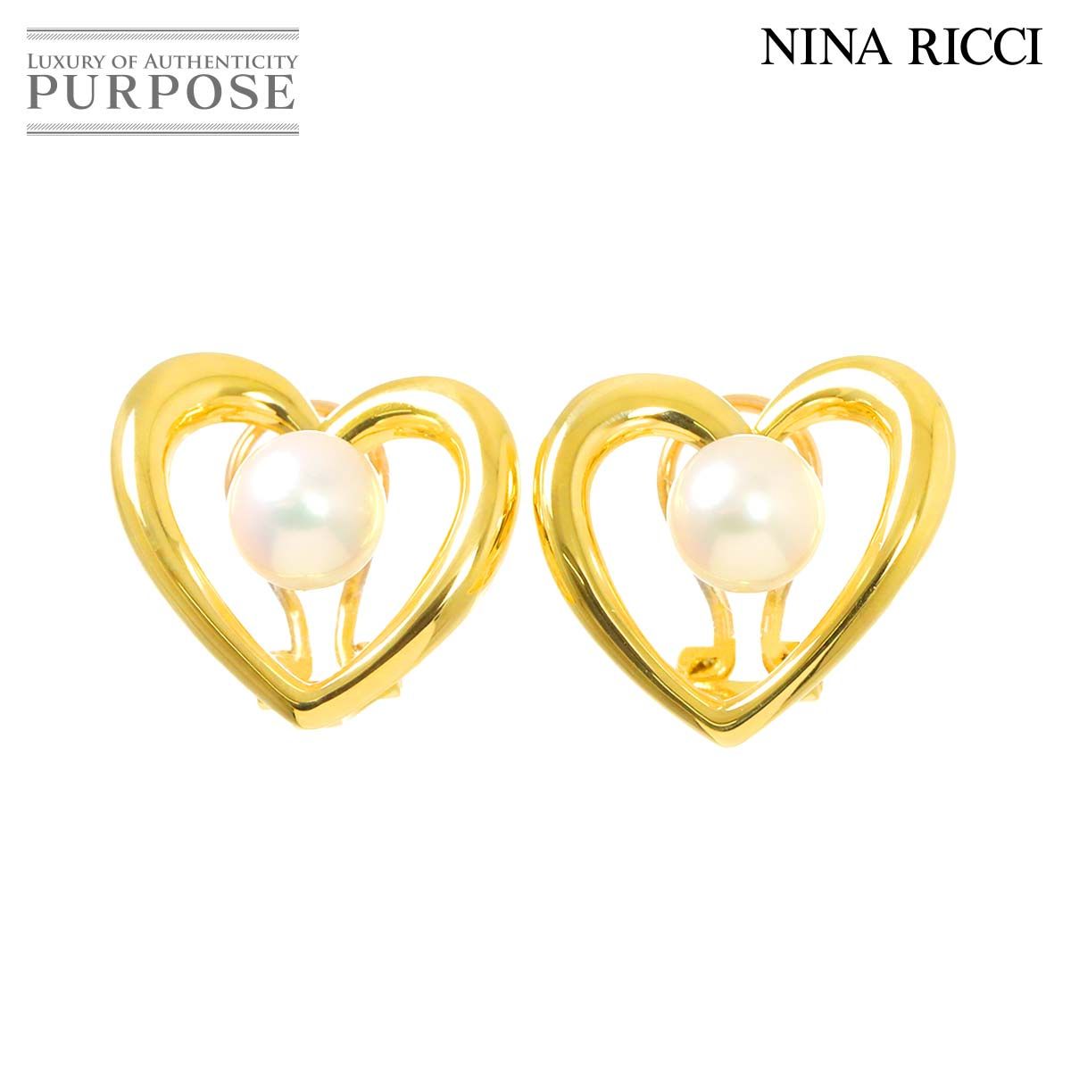 ニナリッチ NINA RICCI アコヤ真珠 6.6mm イヤリング K18 YG