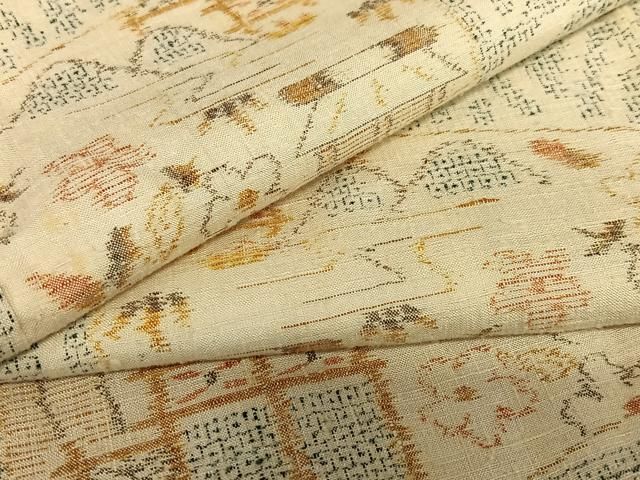 平和屋着物 本場結城紬 重要無形文化財 100亀甲 人物風景文 正絹 逸品