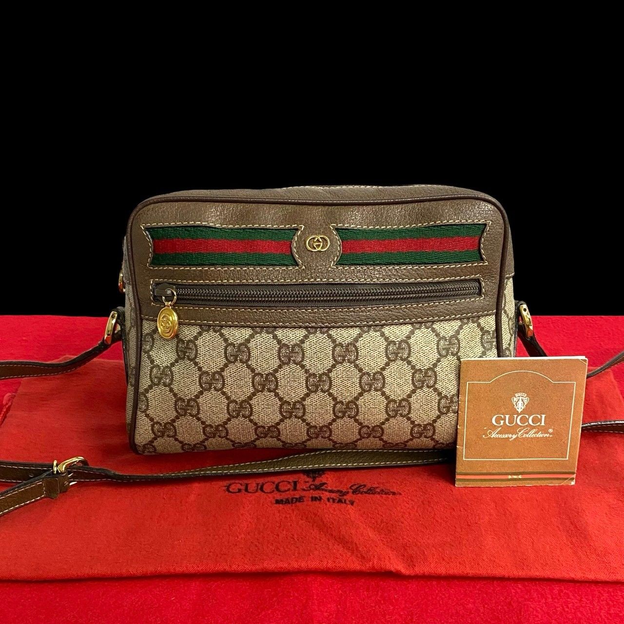 極 美品 GUCCI グッチ オールドグッチ ヴィンテージ シェリーライン GG ロゴ レザー 本革 PVC ミニ ショルダーバッグ ブラウン  30122 - メルカリ