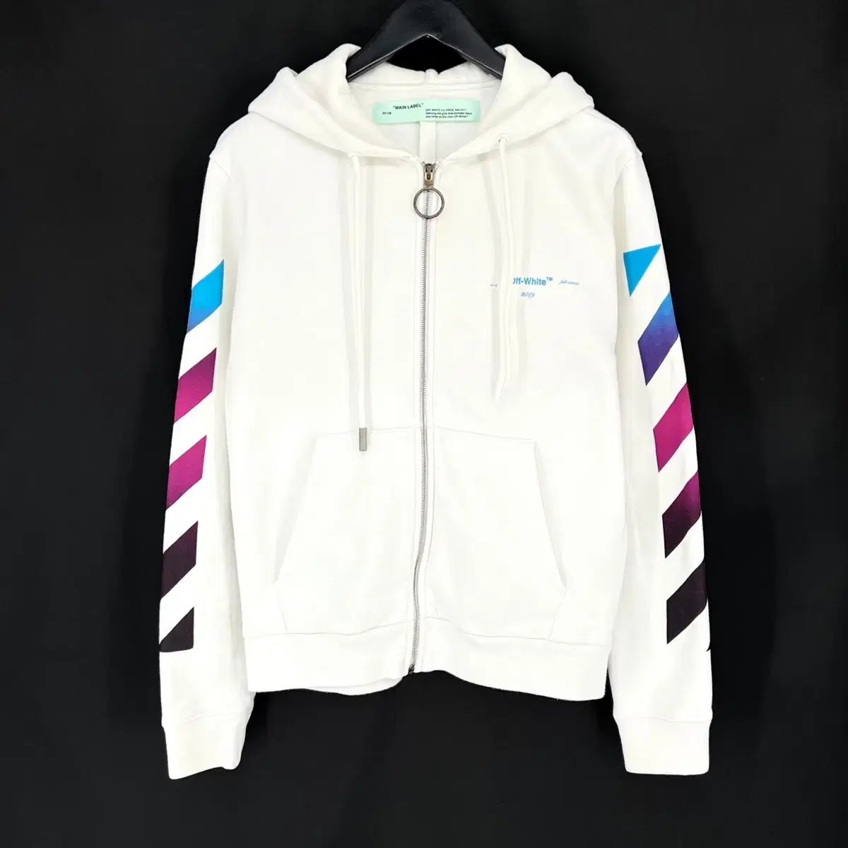 【雷市場（ポンジャン）商品韓国直送】 { M サイズ} Off-White(オフホワイト) グラデーション フード付き ジップアップパーカー