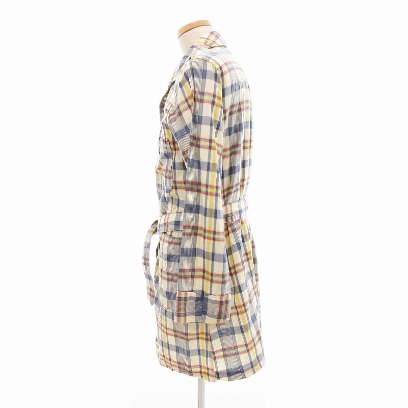 エンジニアードガーメンツ Engineered Garments マドラスチェック スプリングコート ショップコート ロング 薄手 S 黄 イエロー  青 ブルー /JS IBO66 - メルカリ