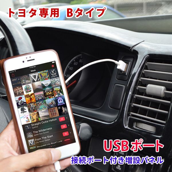 トヨタ 汎用 USBポート 増設 車 USB接続 通信ケーブル付きパネル B