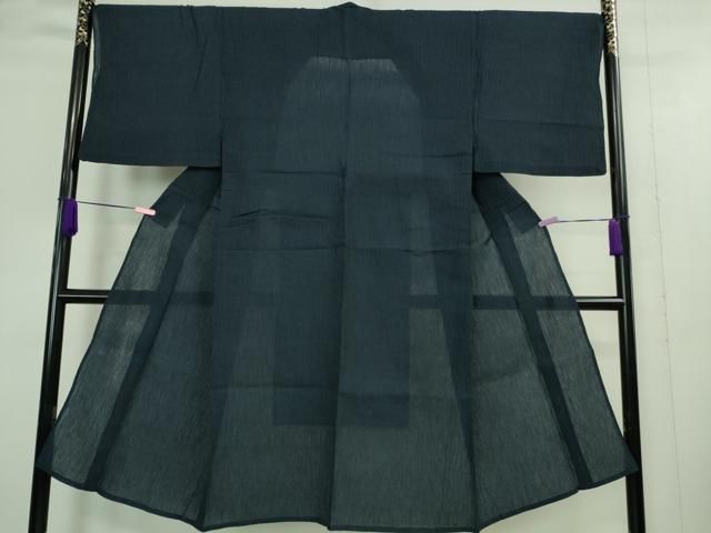 平和屋着物 上 夏物 男性 上布 麻 色無地 濃藍色 DZAA9385kh5