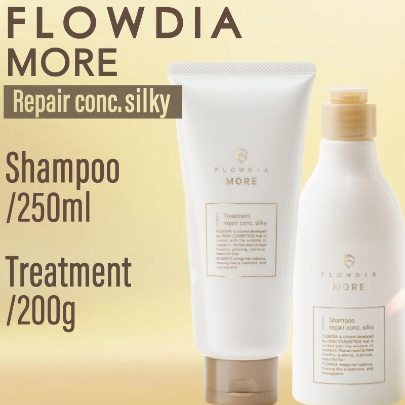 【SET】 デミ フローディア モア シャンプー リペアコンク シルキー 250ml/200g (DEMI FROWDIA MORE cosme cosmetics shampoo コスメティクス ヘアケア 保湿 乾燥 ツヤ髪 ギフト 送料無料 毛穴 洗浄 )