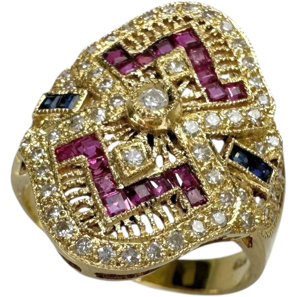 11号 サファイア 0.88ct ダイヤモンド 0.46ct リング・指輪 K18