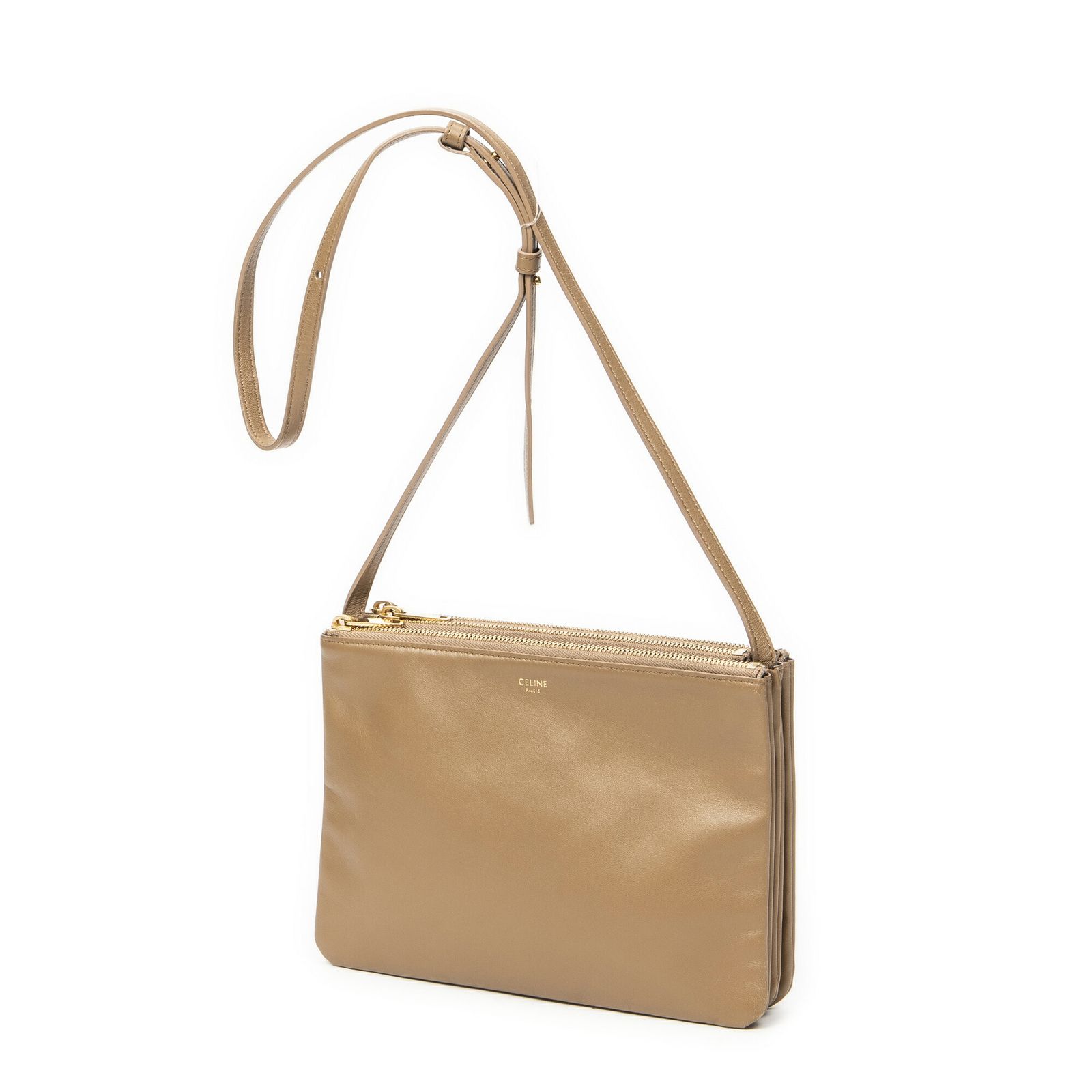 CELINE セリーヌラージ トリオ クロスボディタンカーフスキンレザーA