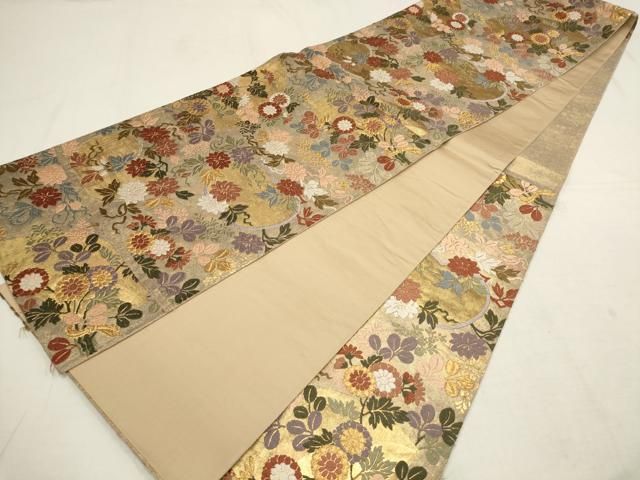 平和屋着物○東京友禅 熊谷好博子 太鼓柄袋帯 唐織 作家物 総刺繍 宝寿