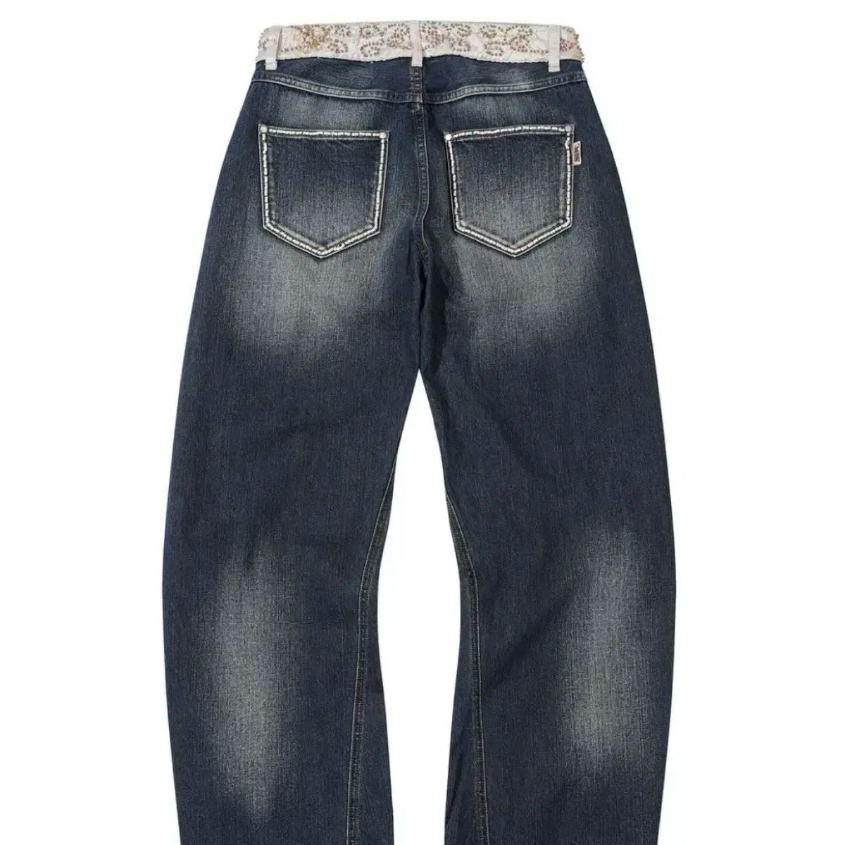 SCULPTOR デニム ビーズ 刺繍 MUSINSA公式 | SCULPTOR Beaded Waist Denim Pants Mid Blue