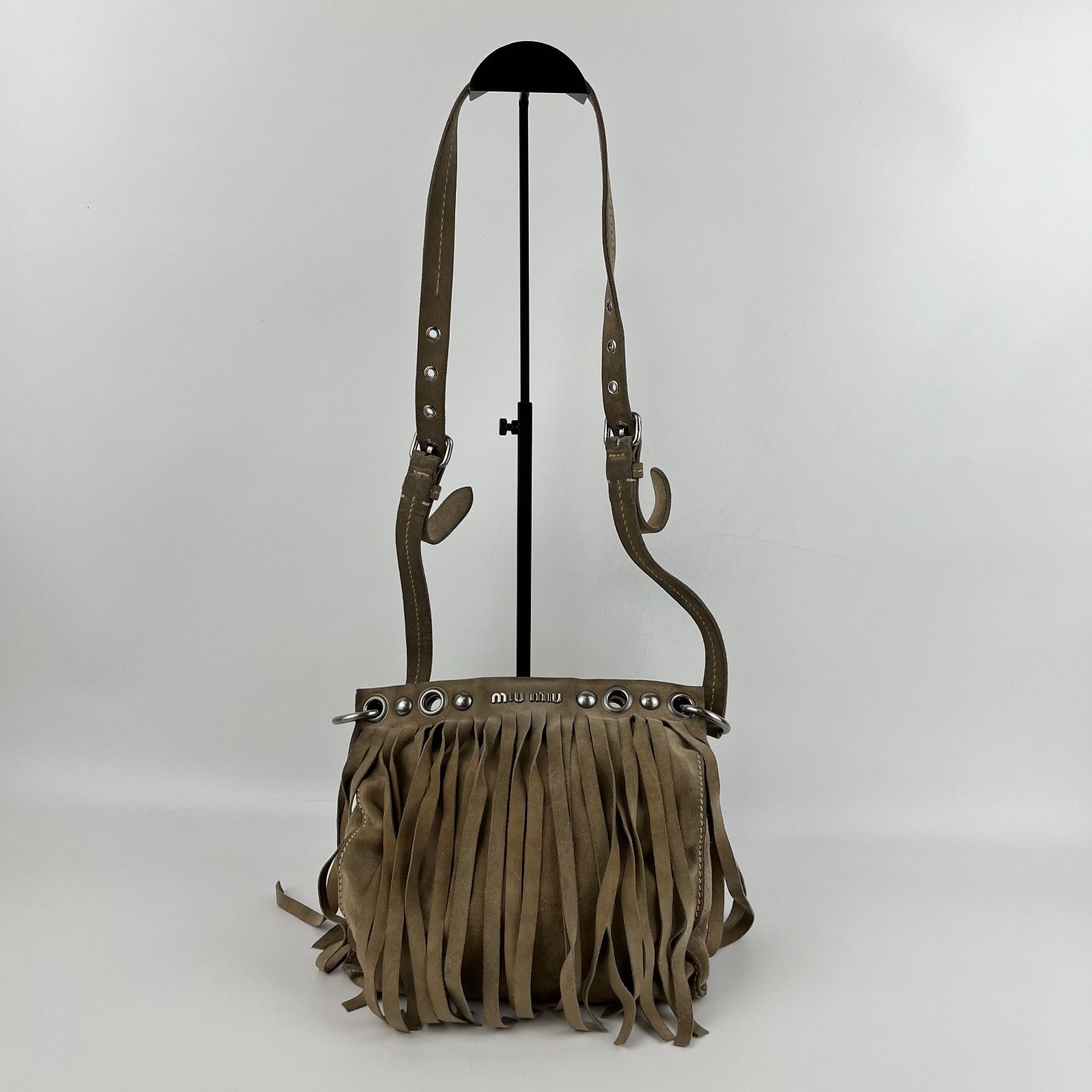 と*子様 miumiu Archive スウェード フリンジショルダーバッグ イ miu
