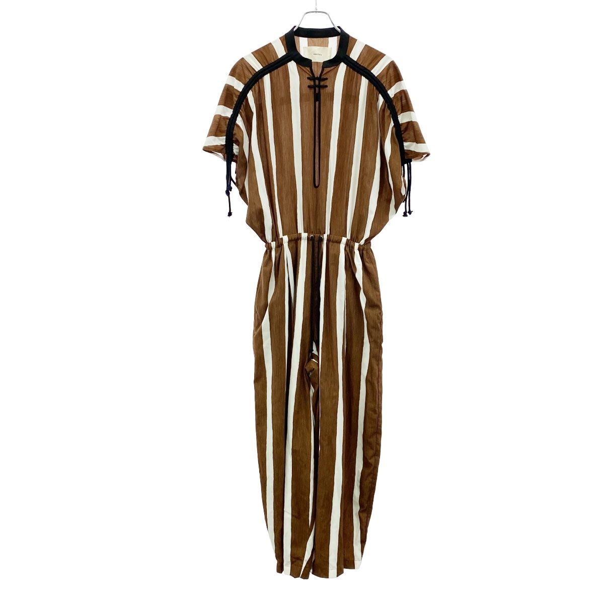 TODAYFUL トゥデイフル 23SS Stripe Gather Combinaison オールインワン 12310329 ブラウン ホワイト 36