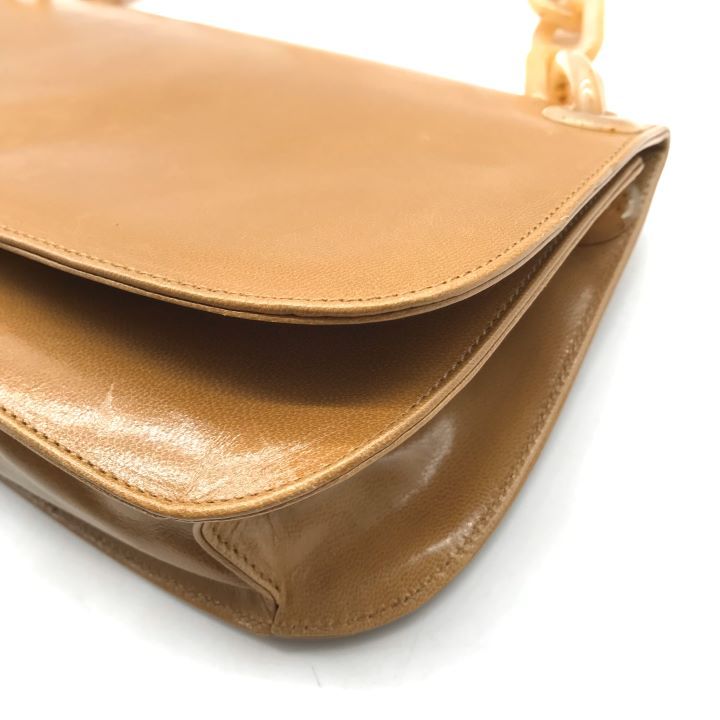 良品 PRADA プラダ ロゴ プラチェーン レザー ショルダー バッグ 肩掛け ブラウン レディース h166 良品 PRADA プラダ ロゴ プラチェーン レザー ショルダー バッグ