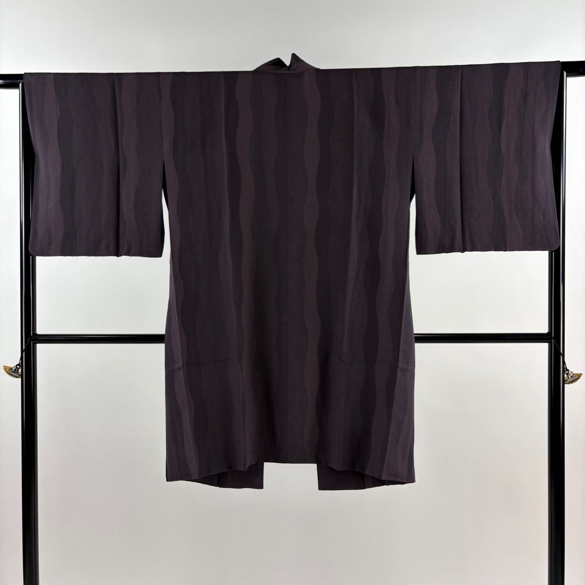 道中着 身丈101.5cm 裄丈65cm M 和装コート 鮫 大小あられ 濃紫 正絹 秀品