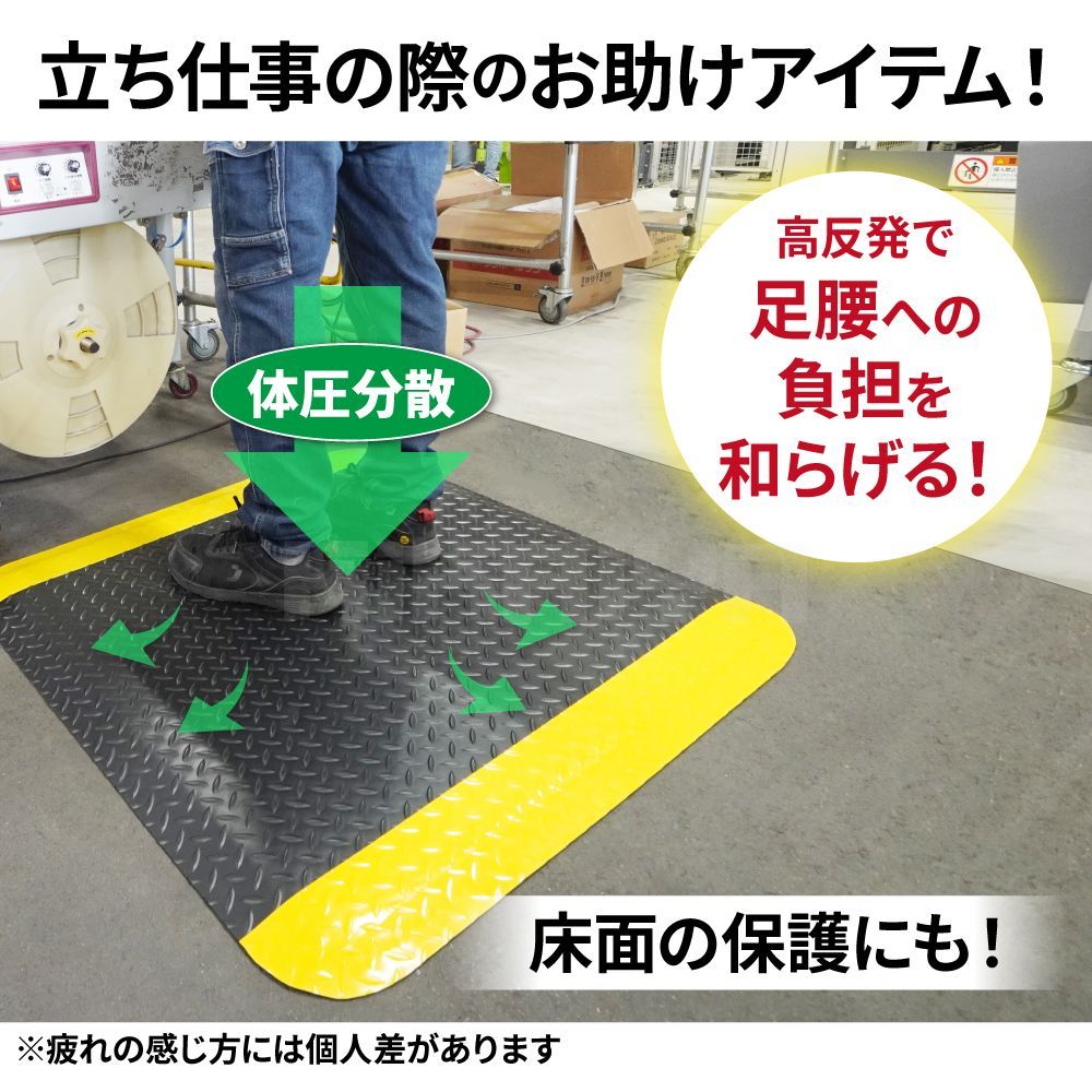 疲労軽減マット 910×910mm 厚み 最大15mm 高耐久 立ち仕事対策 作業マット クッションマット ワークマット 高反発 体圧分散 工場 倉庫 冷え防止 すべり止め KIKAIYA