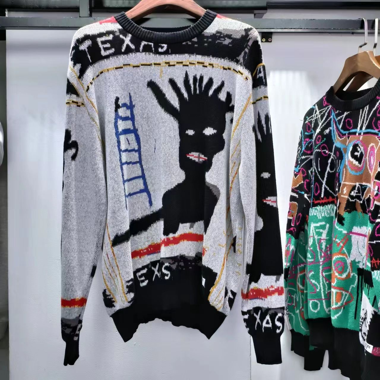 ノーブランド コットンの丸首ニット607