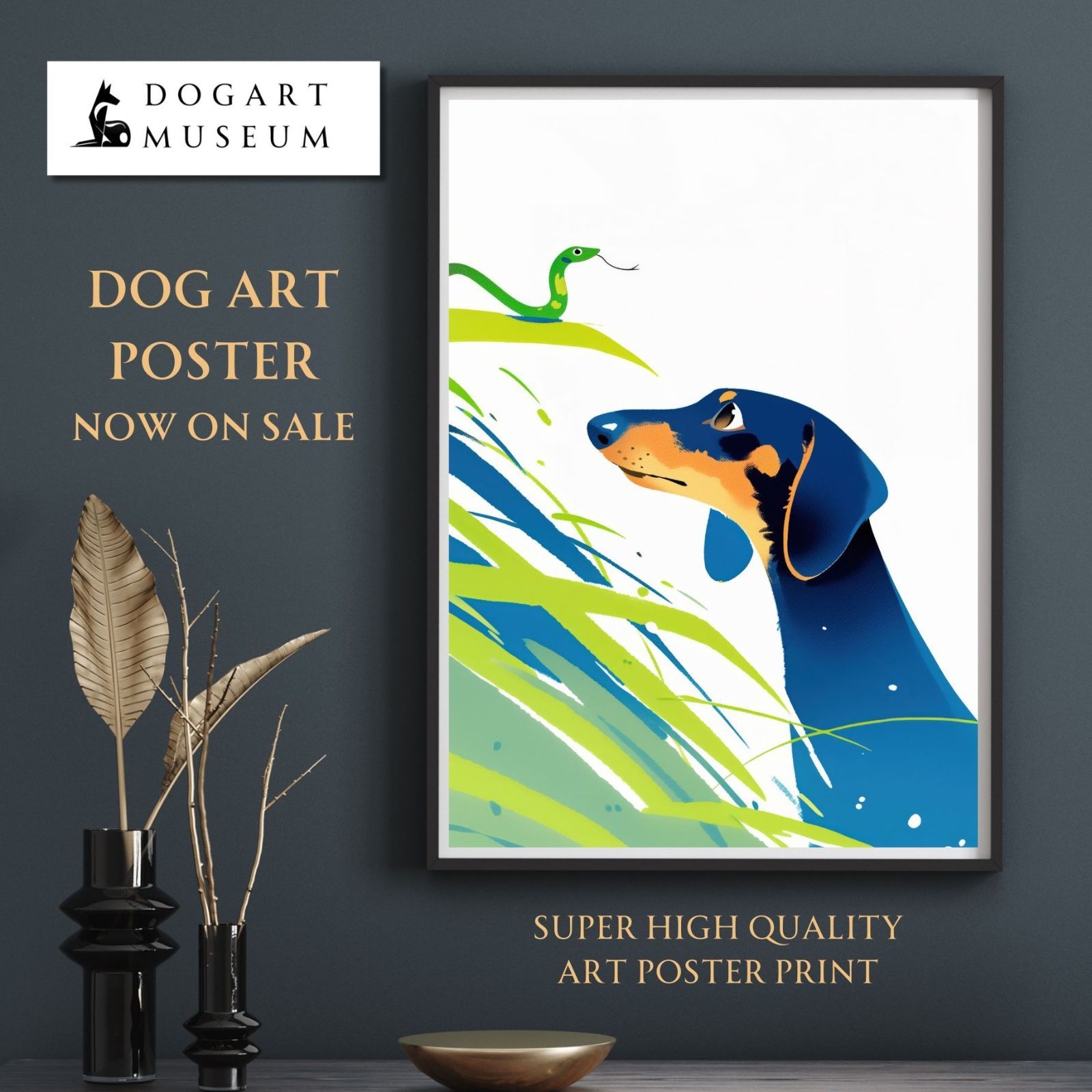 【福 寿（2025年） - ダックスフンド犬 No.1】巳年・蛇・謹賀新年・賀正・新春・迎春・子犬・ペットロス・うちの子・記念日・アートポスター・犬の絵・犬のイラスト・ギフト・プレゼント